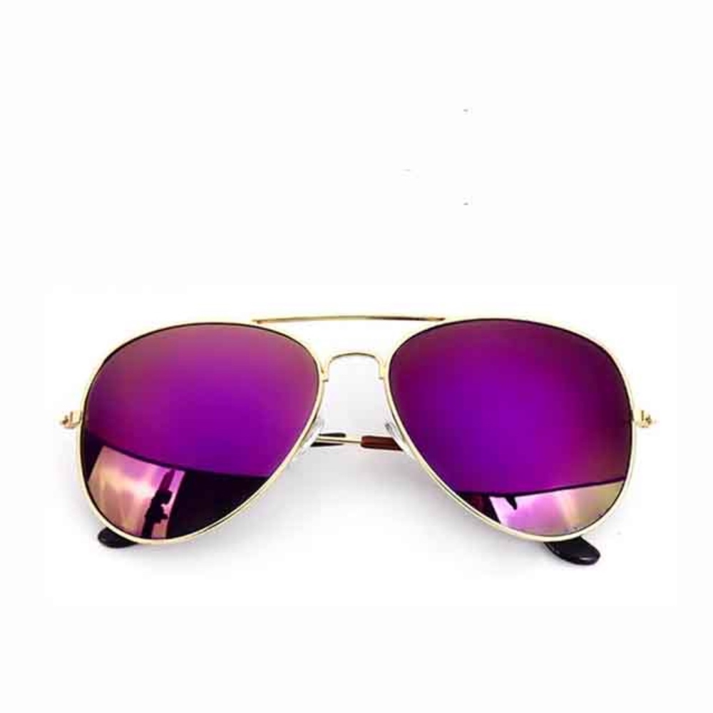 Aviator Reflective Gold Frame Purple Sunglas - Picture 2 of 5